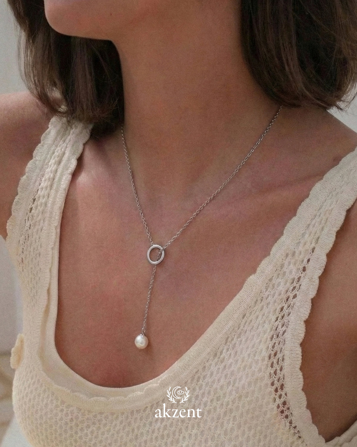 Akzent "Dunda" Halskette mit Perle & Ring