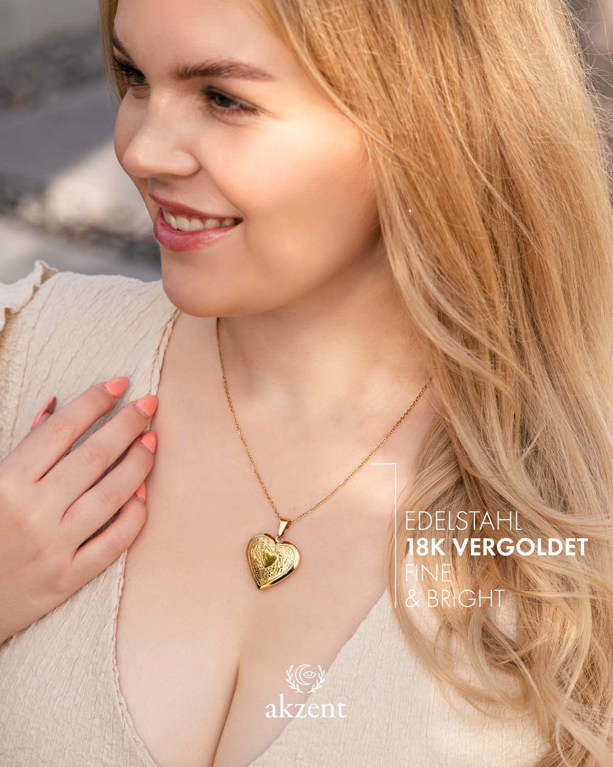 Akzent "Misbah" Halskette mit Herz Medaillon