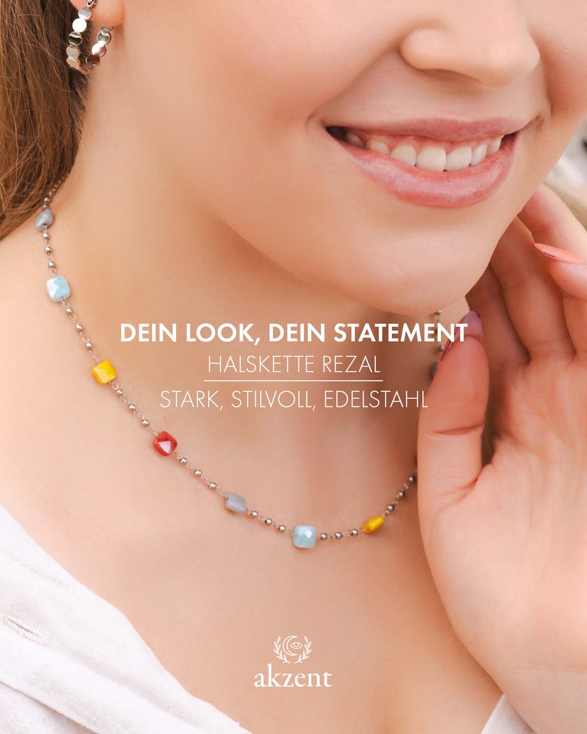 Akzent "Rezal" Halskette mit bunten Steinen
