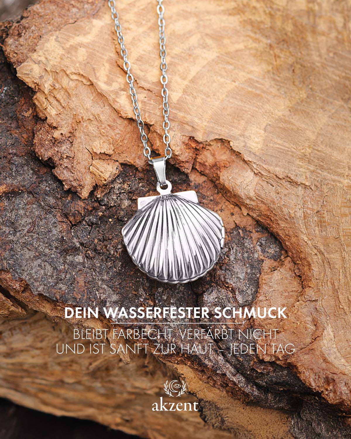 Akzent "Gilda", Halskette mit Medaillon in Muschelform