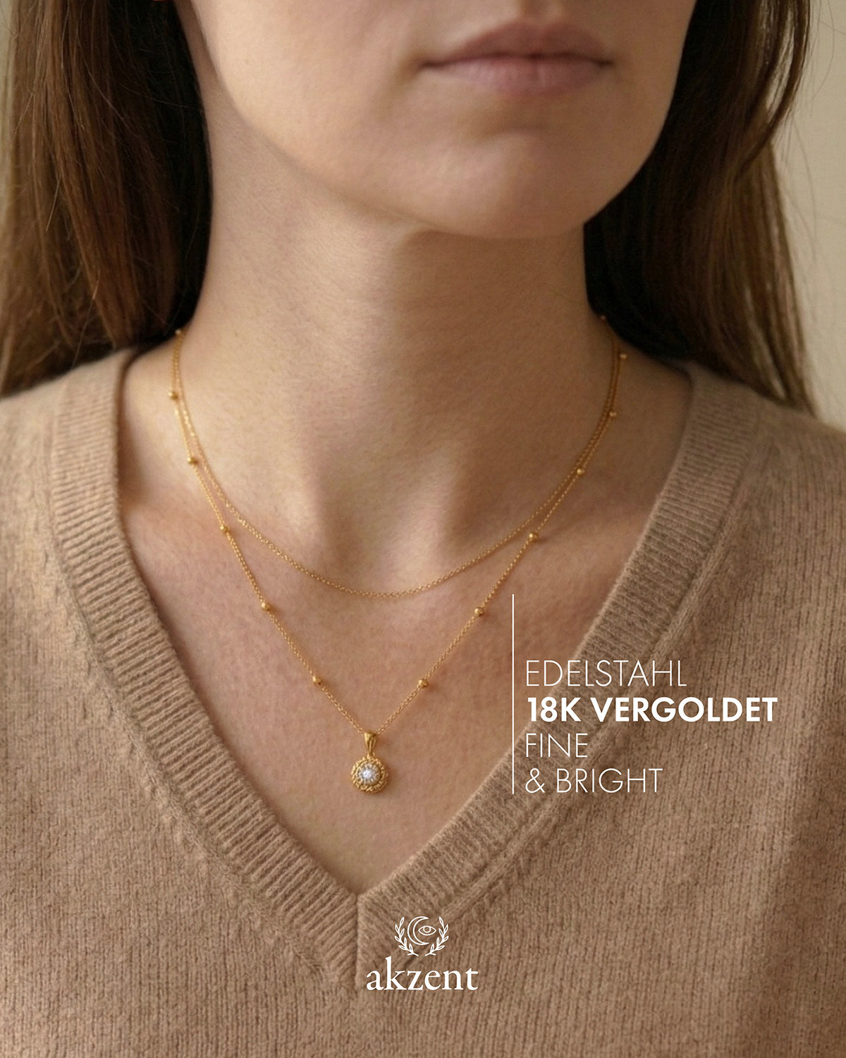 Akzent "Derly" Layering Kette mit Solitär-Anhänger
