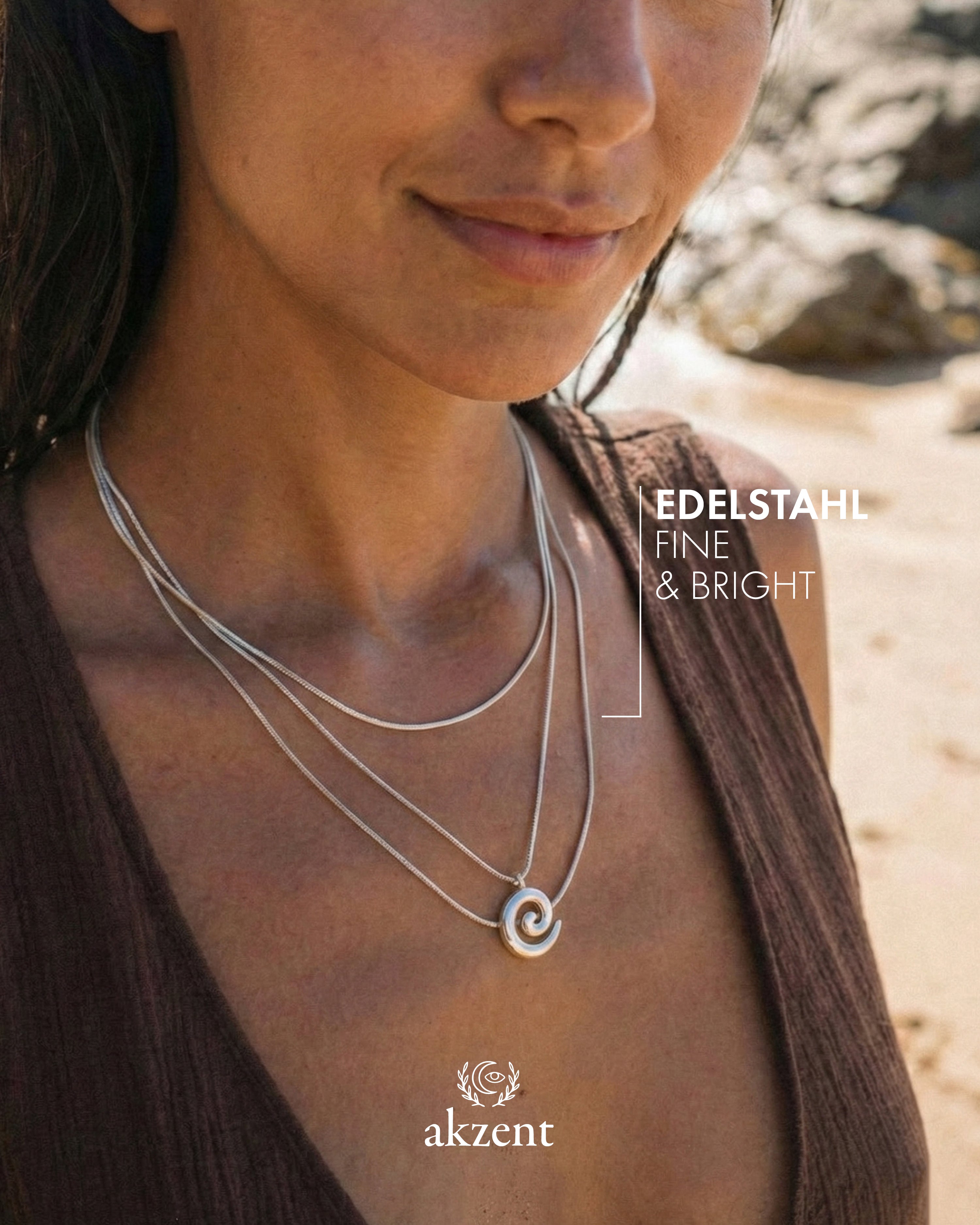 Akzent "Amita" Layering Halskette mit Spiral Anhänger