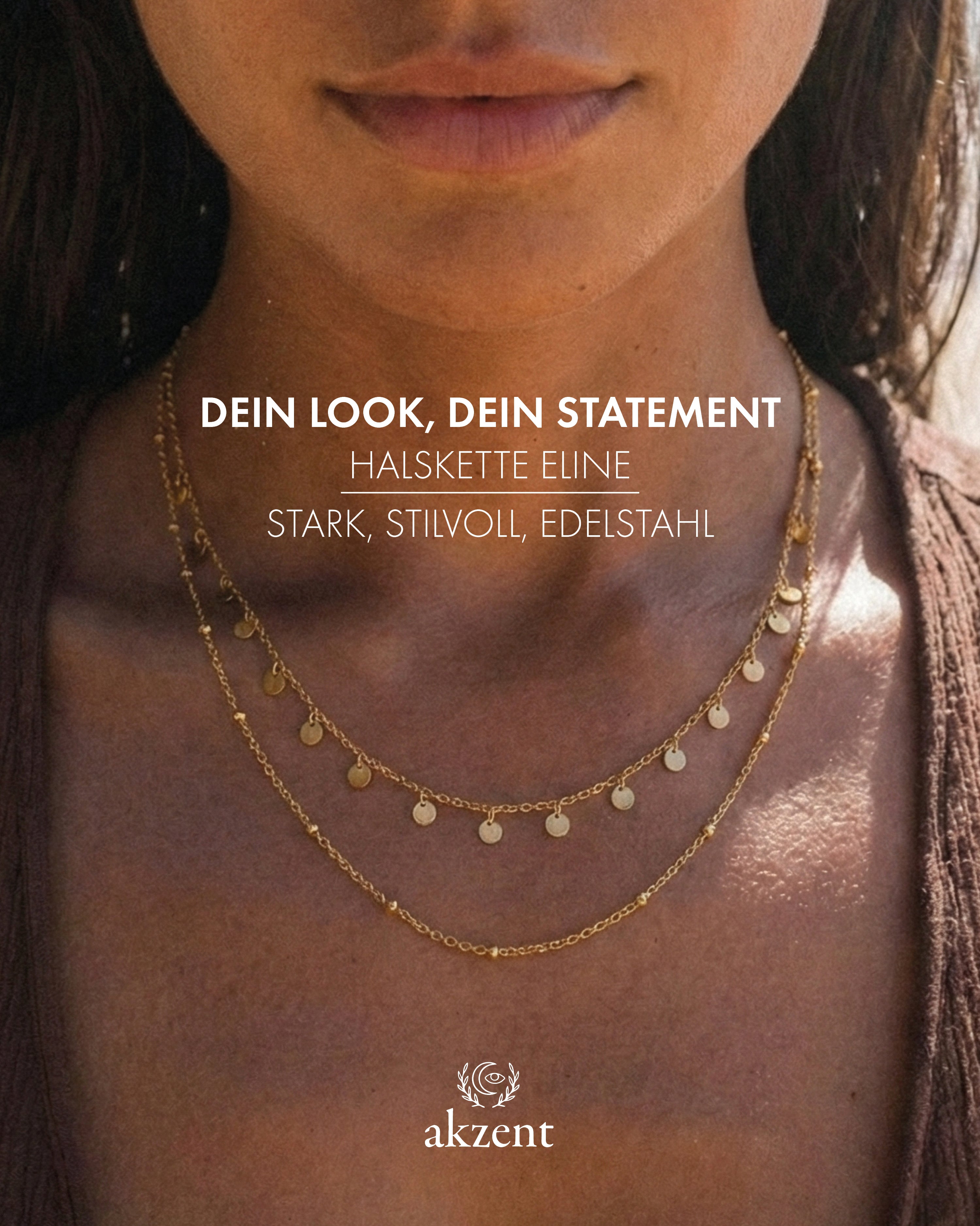 Akzent "Eline" Layering Halskette mit Plättchen