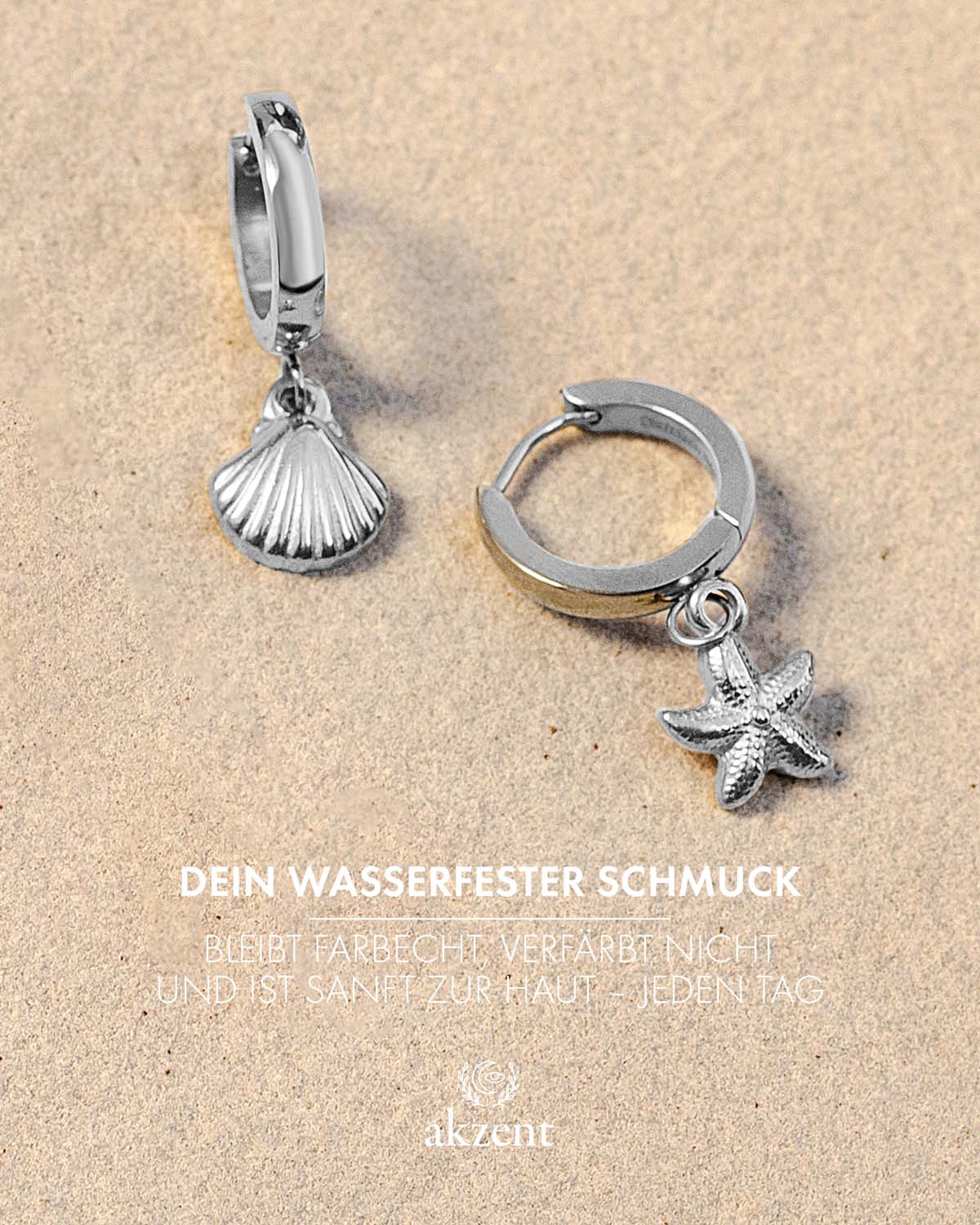 Akzent "Dallija" Creolen mit Stern & Muschel Anhänger