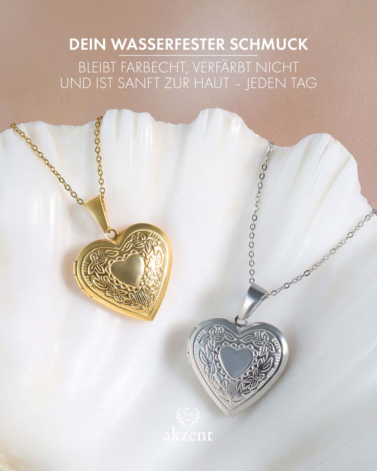 Akzent "Misbah" Halskette mit Herz Medaillon
