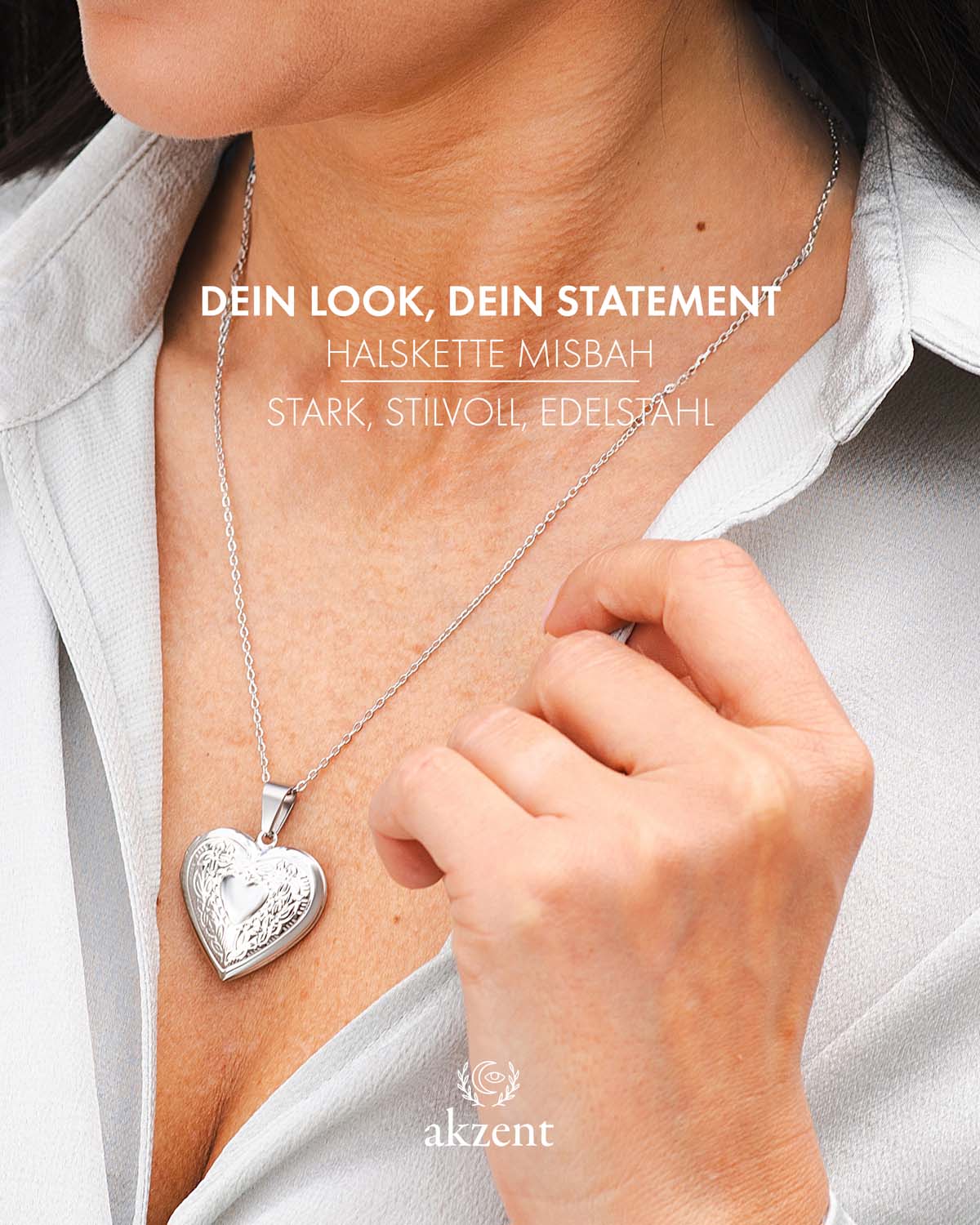 Akzent "Misbah" Halskette mit Herz Medaillon