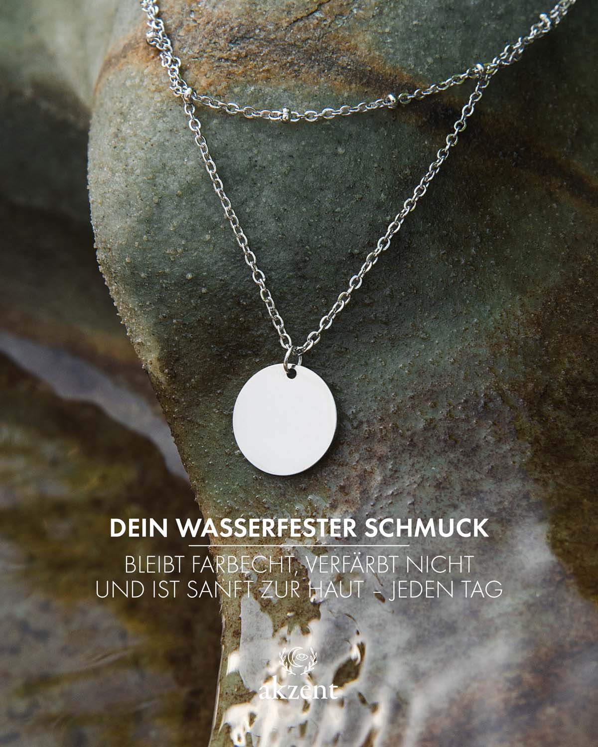Akzent "Münz" Layering-Halskette mit gravurfähigen Anhänger