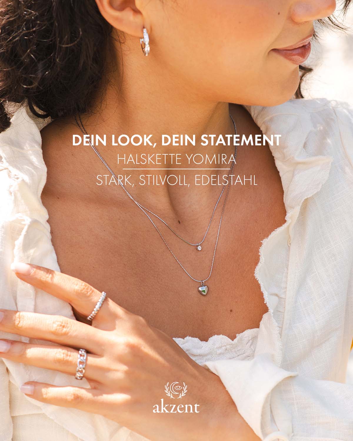 Akzent "Yomira"  Halskette Herz Two Layers