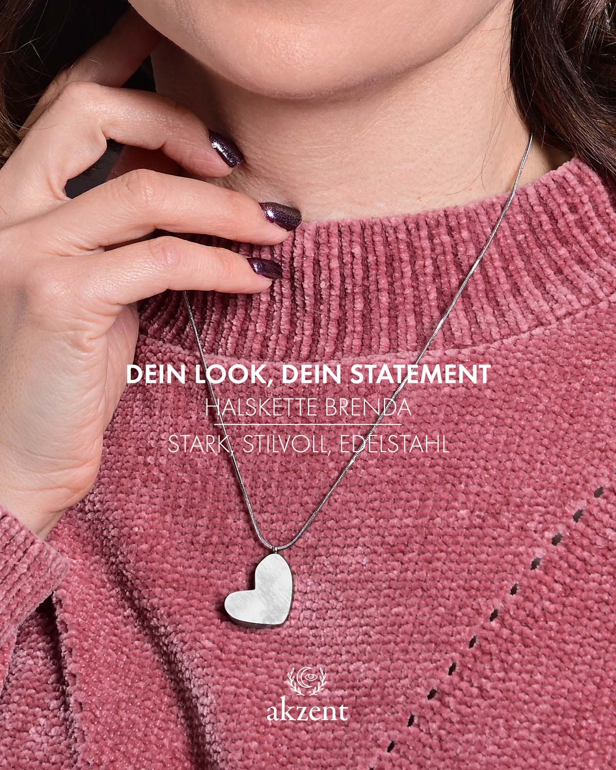 Akzent "Brenda" Halskette mit Herz Anhänger
