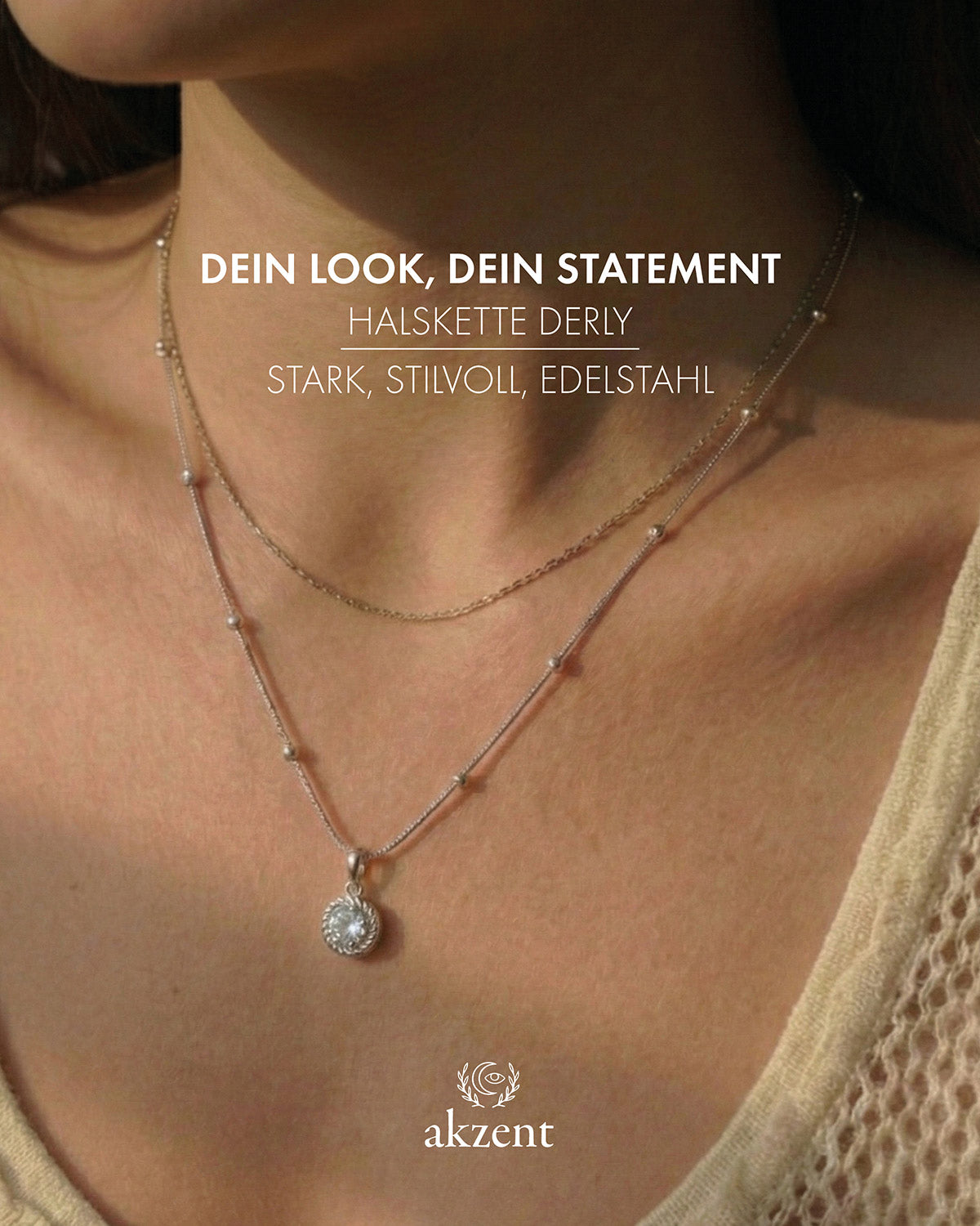 Akzent "Derly" Layering Kette mit Solitär-Anhänger