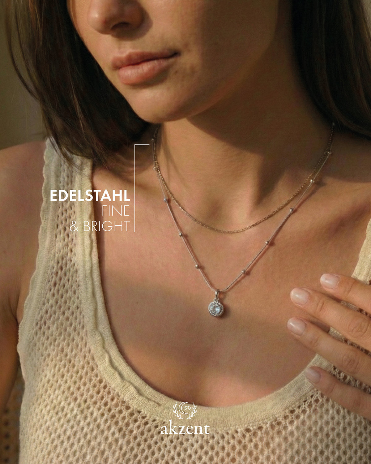 Akzent "Derly" Layering Kette mit Solitär-Anhänger