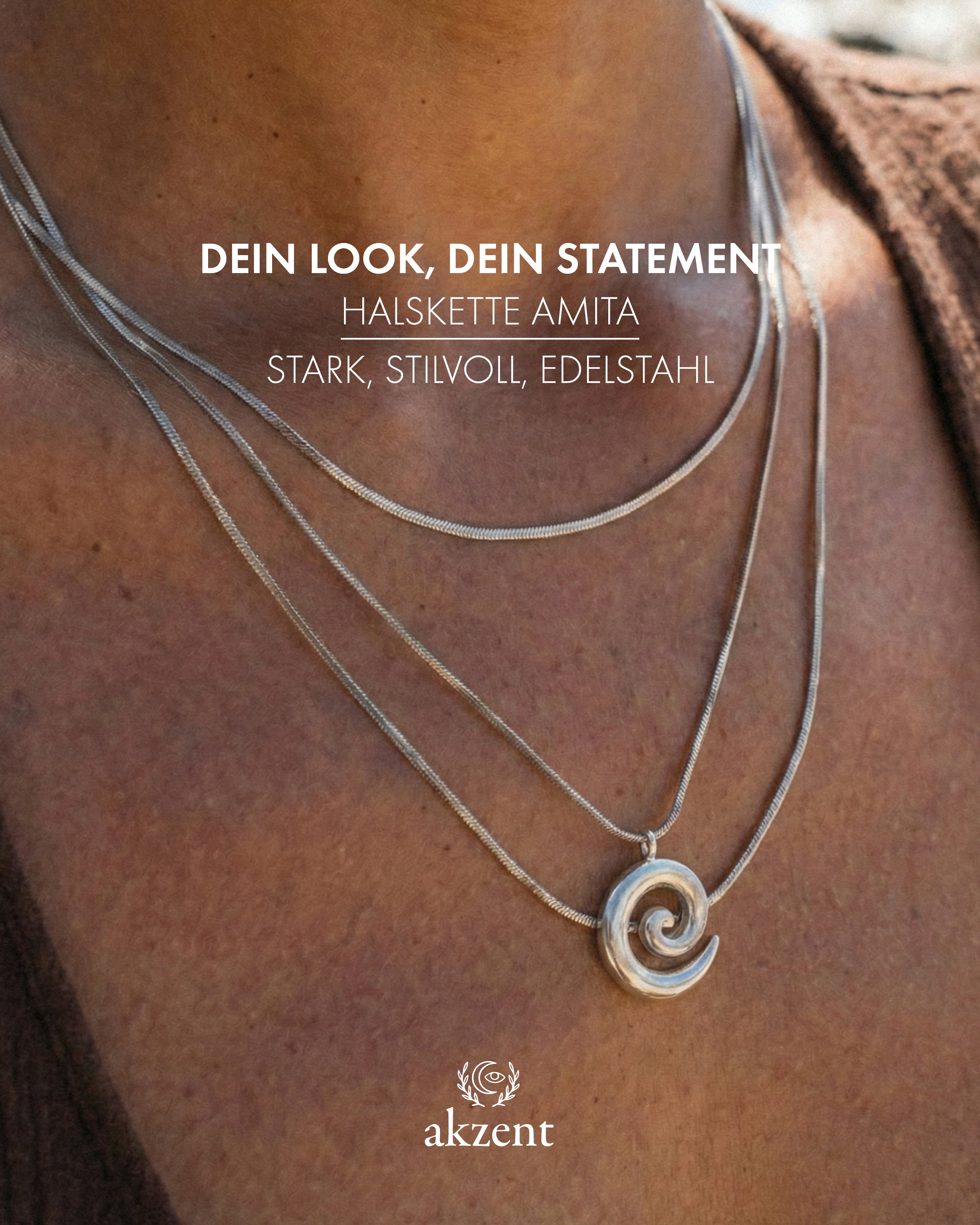 Akzent "Amita" Layering Halskette mit Spiral Anhänger