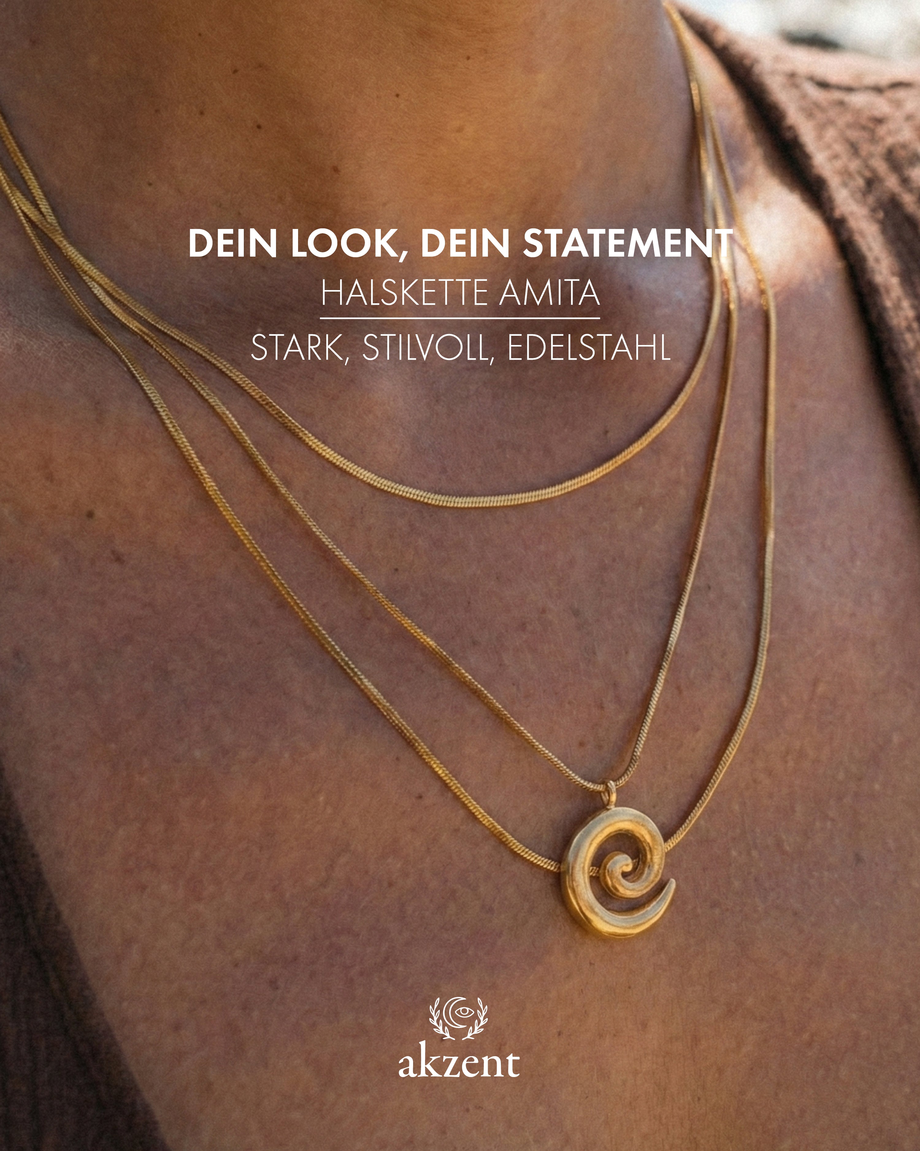 Akzent "Amita" Layering Halskette mit Spiral Anhänger