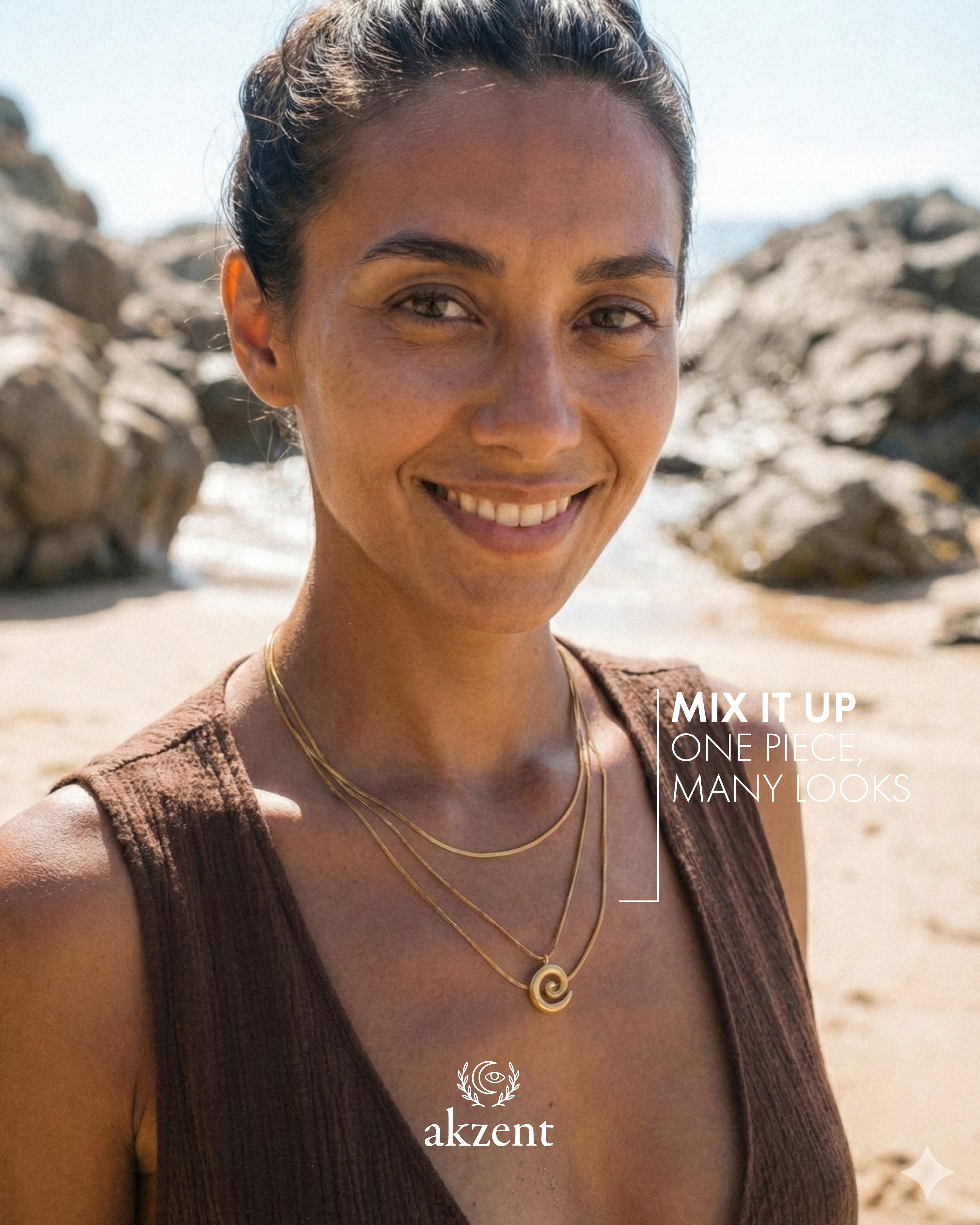 Akzent "Amita" Layering Halskette mit Spiral Anhänger