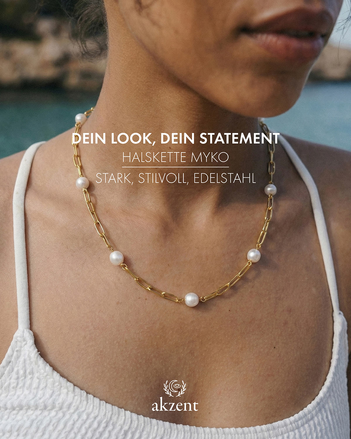 Akzent "Myko" Halskette mit echte Süßwasserperlen