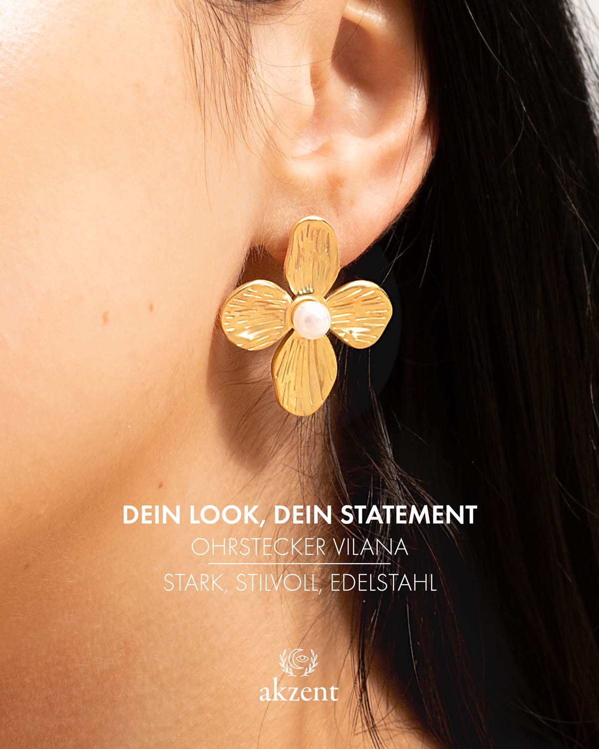 Akzent "Vilana" Ohrstecker Blüte mit Perle